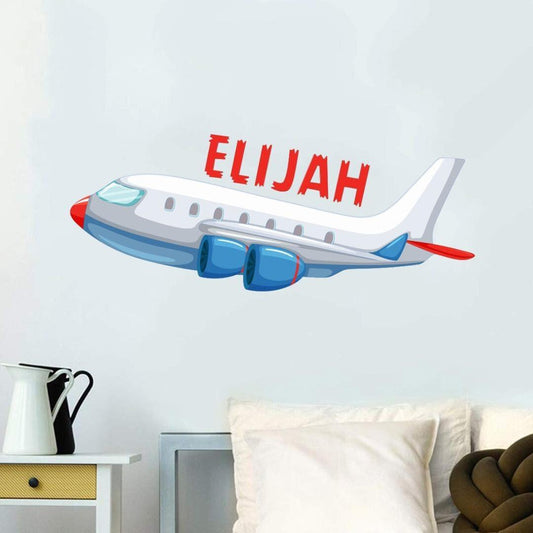 Personalised Airplane Wall Sticker Name Air Bus Decal Vinyl Boys Girls Kids Nursery Bedroom