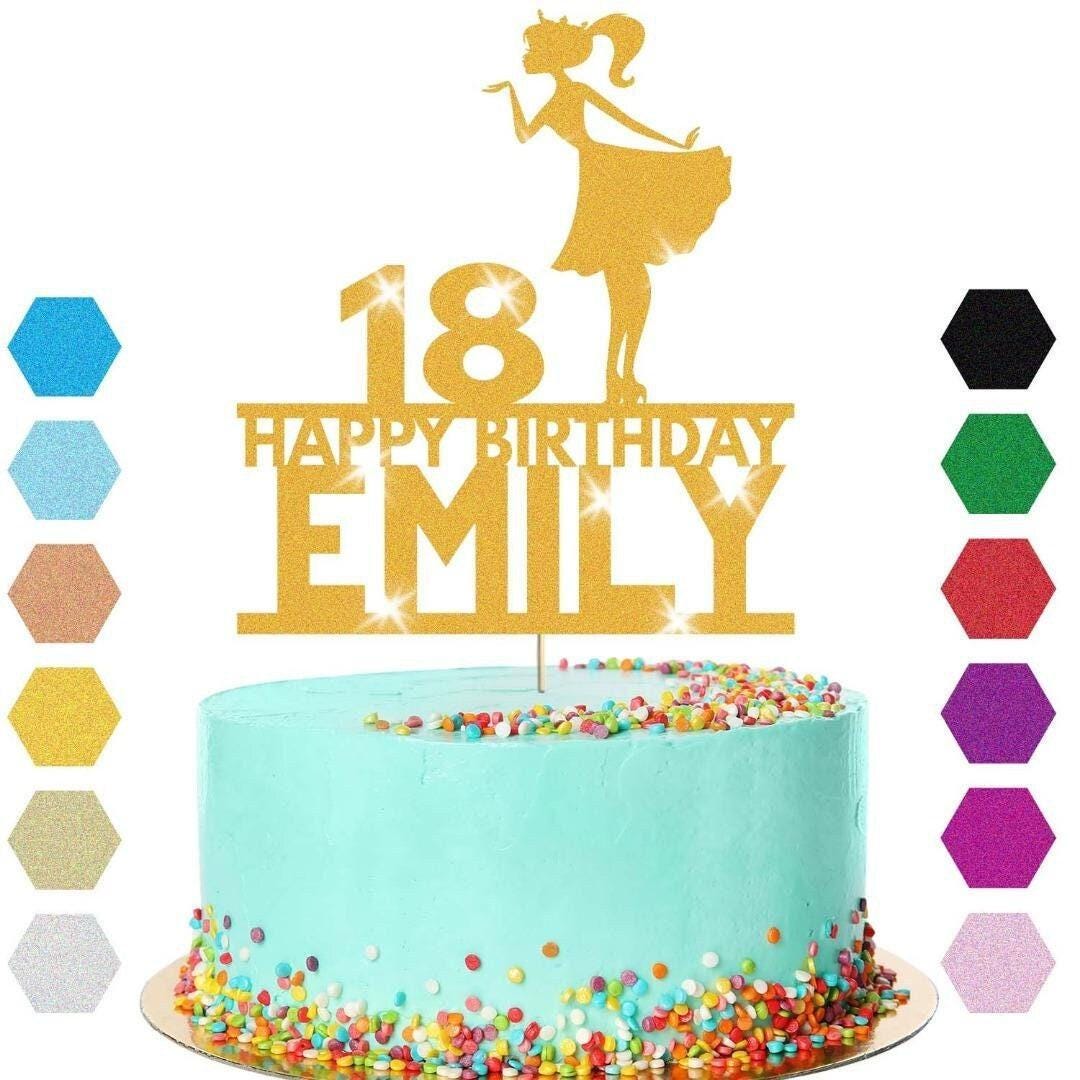 Stylish Girl Cake Topper Personalised Party Birthday Cake Decoration Any Name & Age