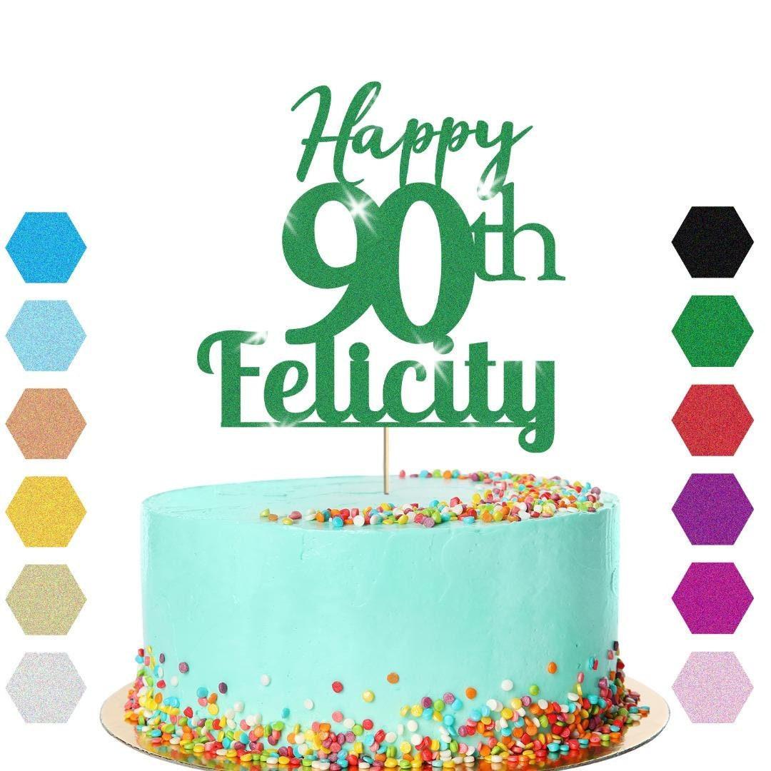 Personalised Name 90th Birthday Glitter Cake Topper Party Cake Decoration Gift