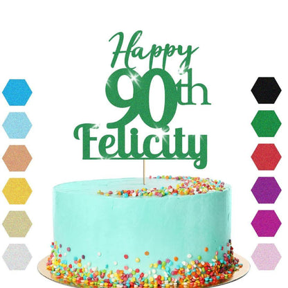 Personalised Name 90th Birthday Glitter Cake Topper Party Cake Decoration Gift