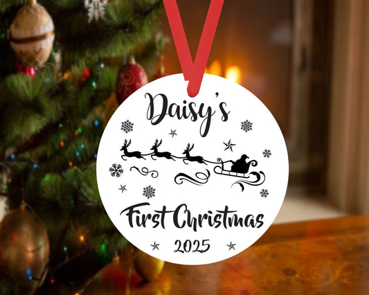 Personalised Babys First Christmas Bauble Santa 1st Xmas Ornament Keepsake Gift