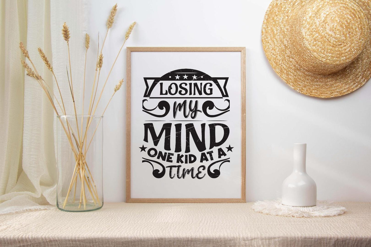 Losing My Mind One Kid Mothers Day Inspirational Mom Love Mum Poster Wall Art