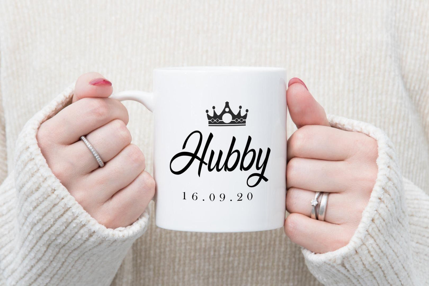 Personalised Hubby Wifey Couple Mugs Gift Wedding Anniversary Present Coffee Couple Mug Set Customdate&name