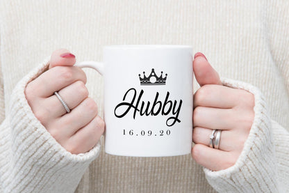 Personalised Hubby Wifey Couple Mugs Gift Wedding Anniversary Present Coffee Couple Mug Set Customdate&name
