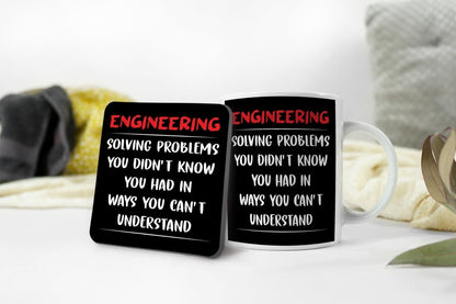 Engineering Solving Problems Mug & Coaster Set Engineers Funny Gift Coffee Cup