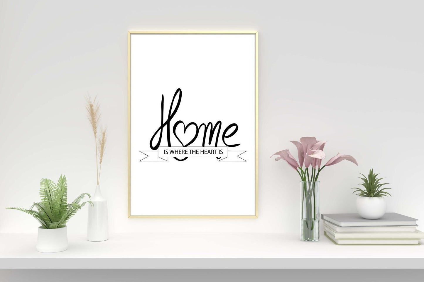 Home Is Where Heart Is Inspirational Positive Thought Quote Art Poster Print