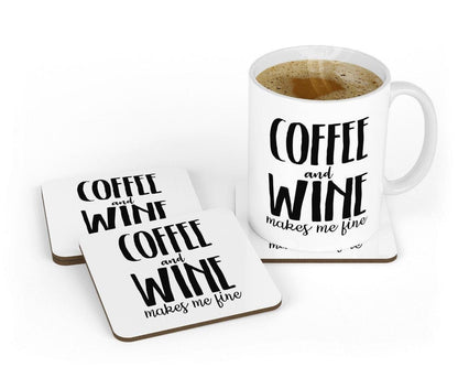 Coffee And Wine Mug & Coaster Set - Funny Novelty Gift