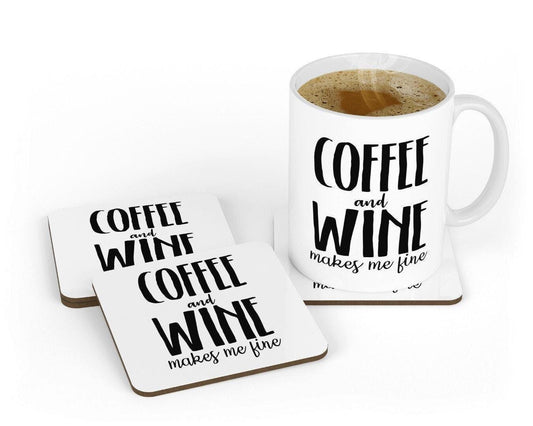Coffee And Wine Mug & Coaster Set - Funny Novelty Gift