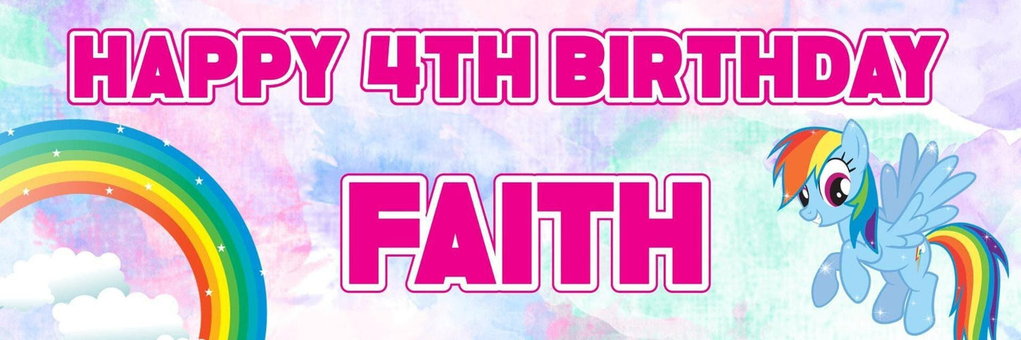 2 Personalised Pretty Unicorn And Rainbow Birthday Banners Decoration Posters