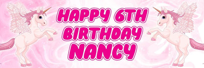 2 Personalised Pink Unicorn Birthday Party Celebration Banners Decoration Poster