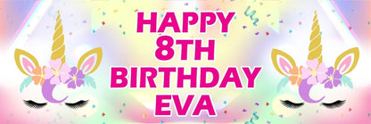 Personalised Unicorn Birthday Banner: Fairytale Party Decoration (2 Pack)