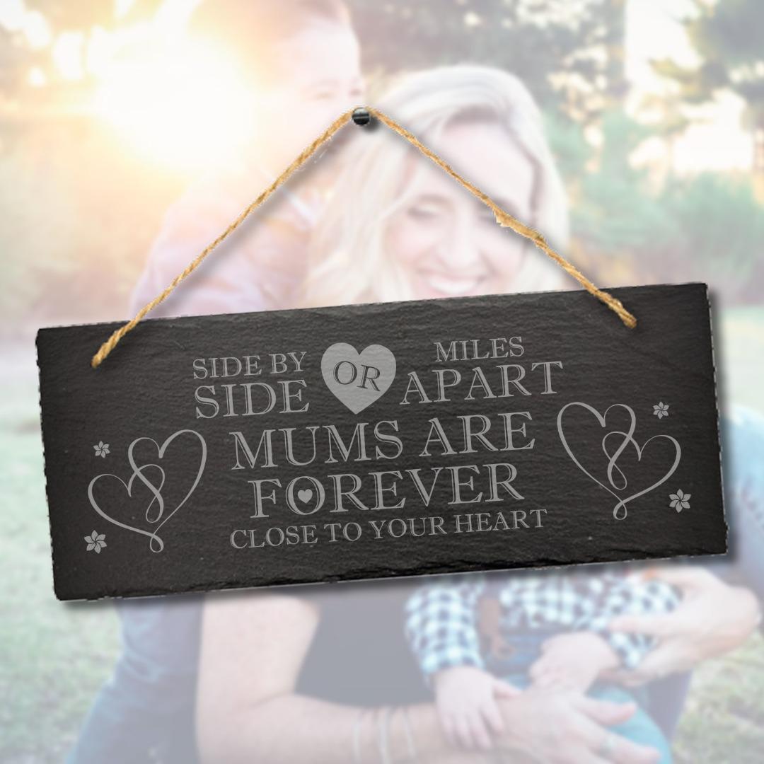 Side By Side Mum Mother Engraved Hanging Slate Plaque Mom Grandmother Gift Art