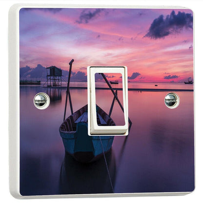 Empty Boat Sea 3d Light Switch Sticker Cover Vinyl Skin Wall Decal Bedroom Decor