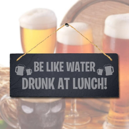 Drunk At Lunch Laser Engraved Hanging Slate Bar Pub Club Funny Gift Plaque Sign
