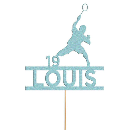 Personalised Glitter Badminton Cake Topper: Any Name & Age