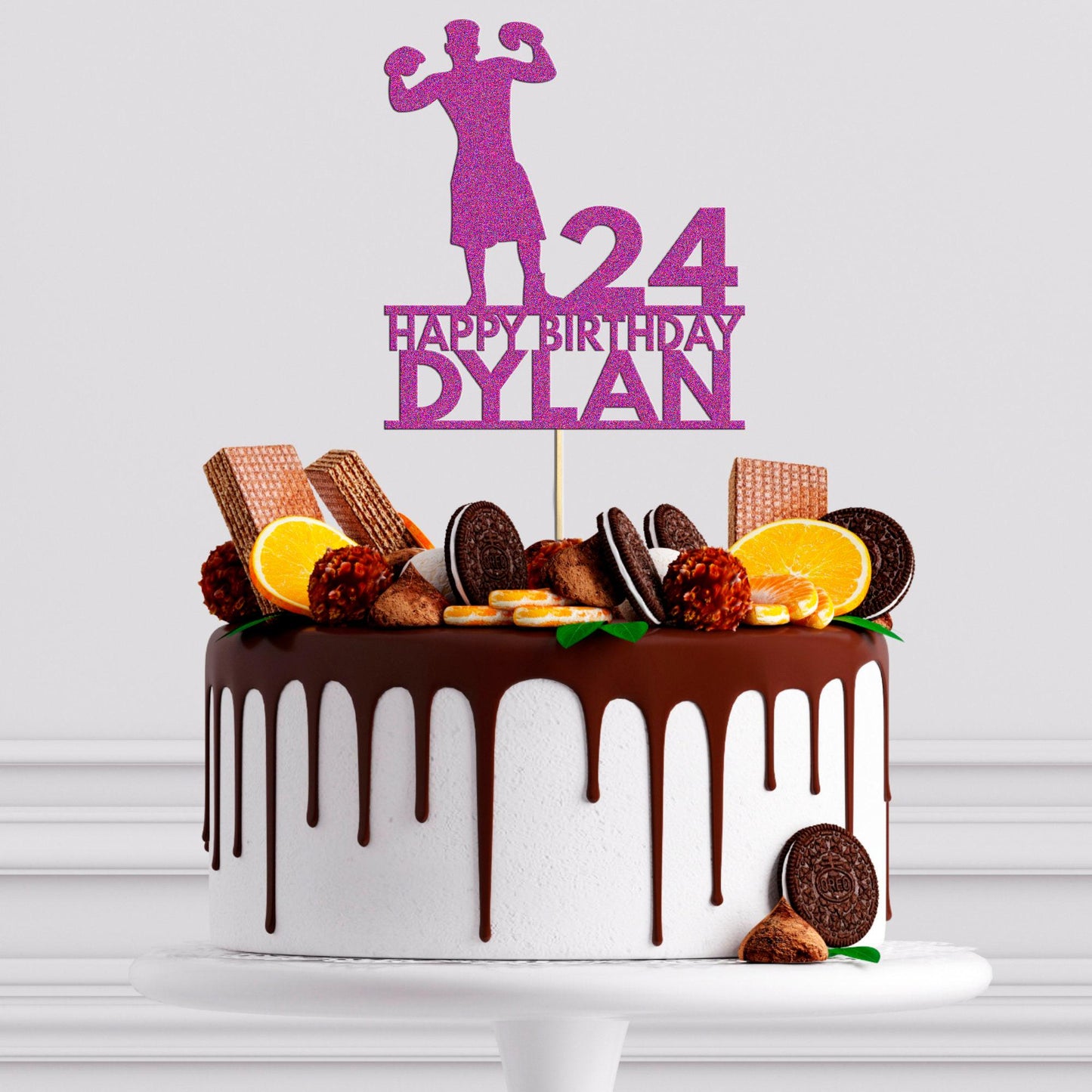 Personalised Boxing Cake Topper: Glitter Champion Decoration