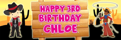 Personalised Cowboy Birthday Banners: Western Party Decoration (Set of 2)