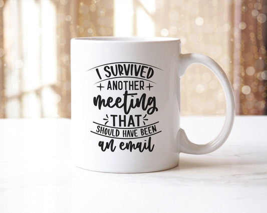 I Survived Another Meeting Mug & Coaster - Funny Office Gift