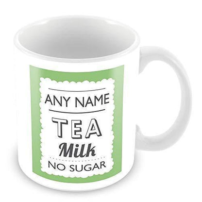 Personalised "Tea With Milk" Mug: Green Design, Custom Name Gift