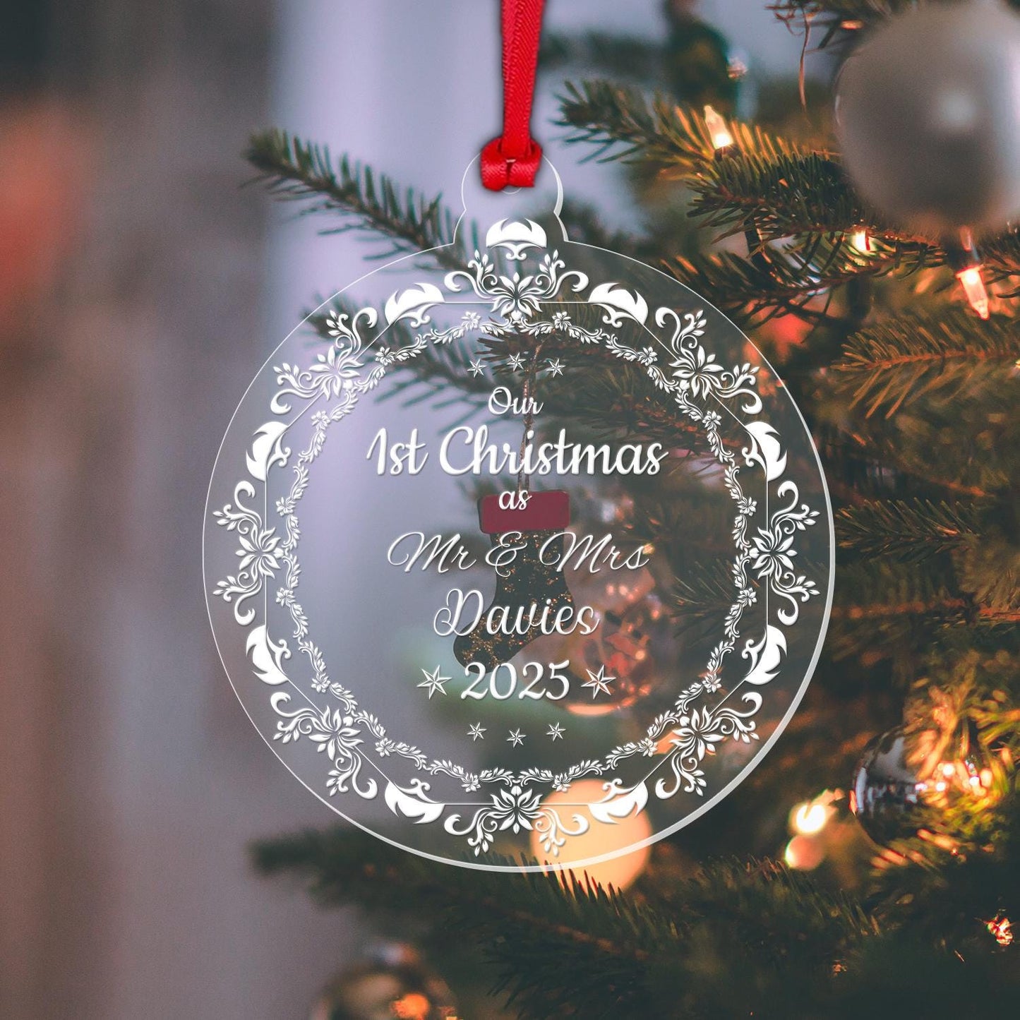 Personalised First Christmas Mr And Mrs Bauble 1st Xmas Married Decoration Gift