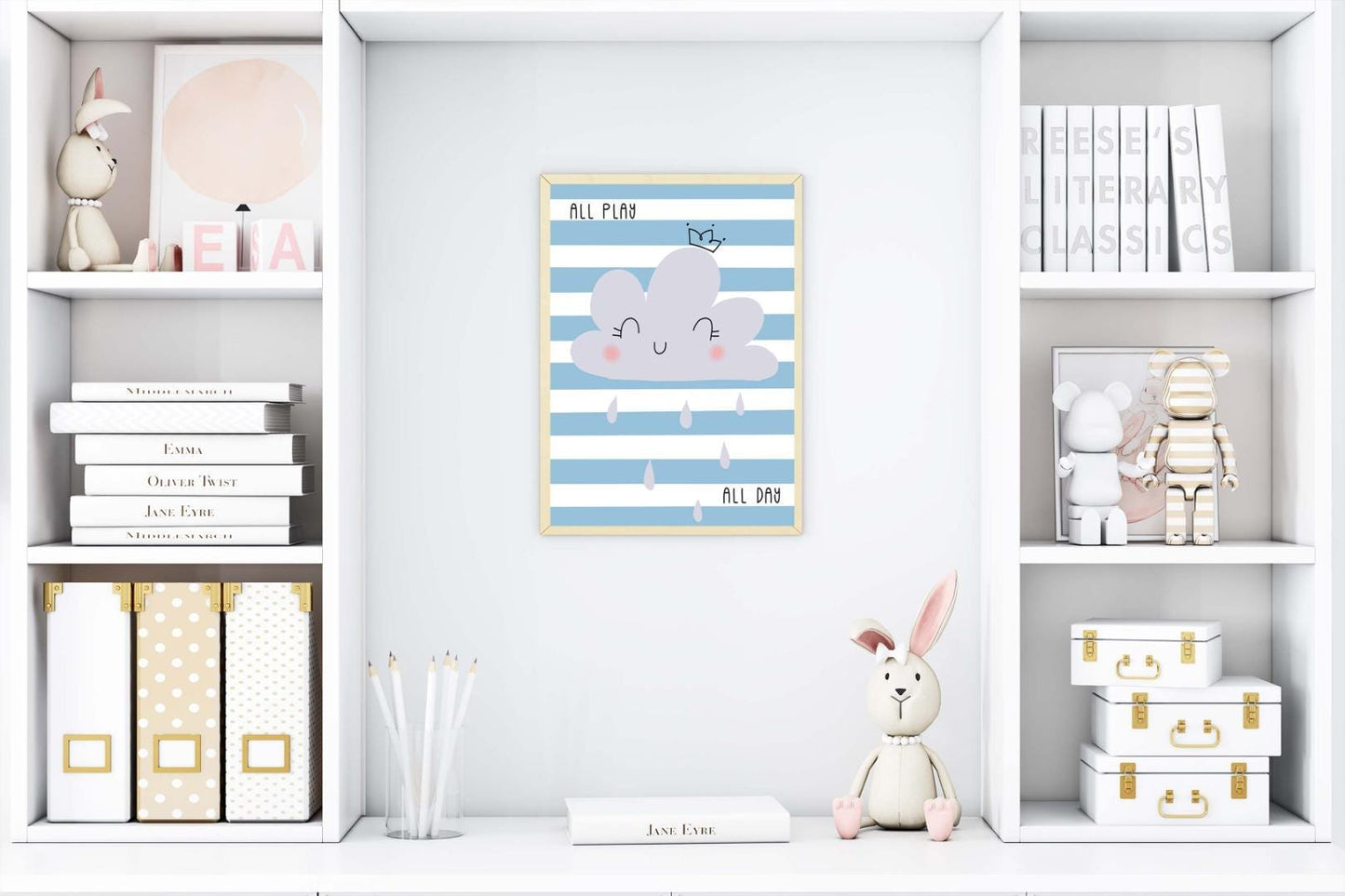 All Play Cloud Kids Boho Watercolour Hand Painted Effect Nursery Wall Art Poster