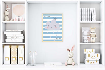 All Play Cloud Kids Boho Watercolour Hand Painted Effect Nursery Wall Art Poster