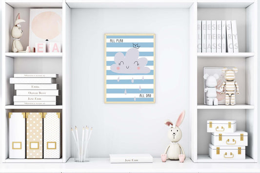 All Play Cloud Kids Boho Watercolour Hand Painted Effect Nursery Wall Art Poster