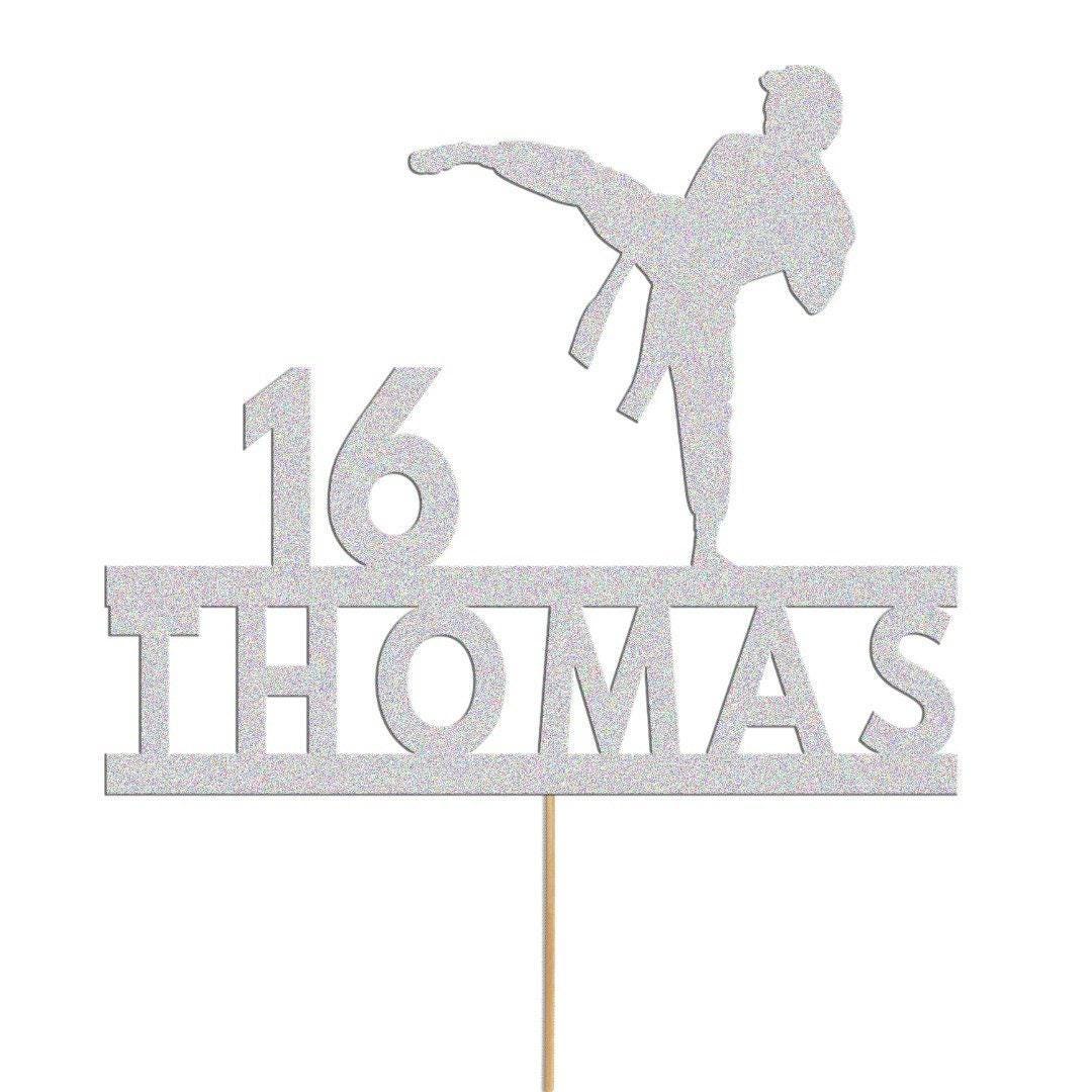 Personalised Karate Cake Topper Custom Judo Mma Fighting Cake Decoration, Any Name And Age