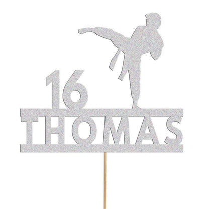 Personalised Karate Cake Topper Custom Judo Mma Fighting Cake Decoration, Any Name And Age