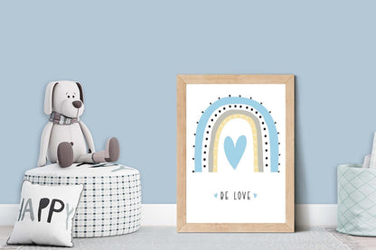 Be Love Boy Boho Watercolour Hand Painted Effect Rainbow Nursery Wall Art Poster