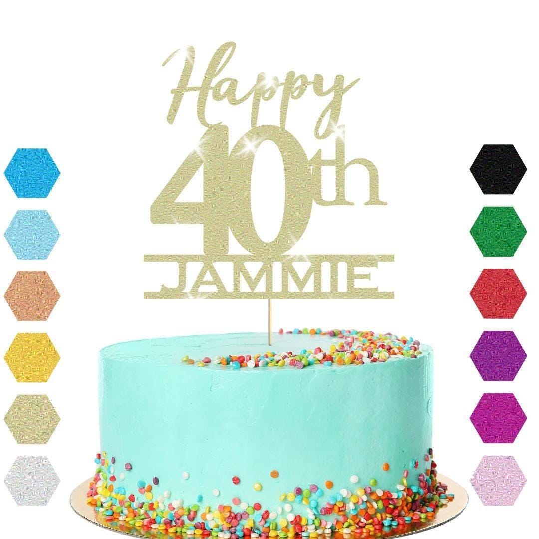 Personalised Name 40th Birthday Glitter Cake Topper Party Cake Decoration Gift