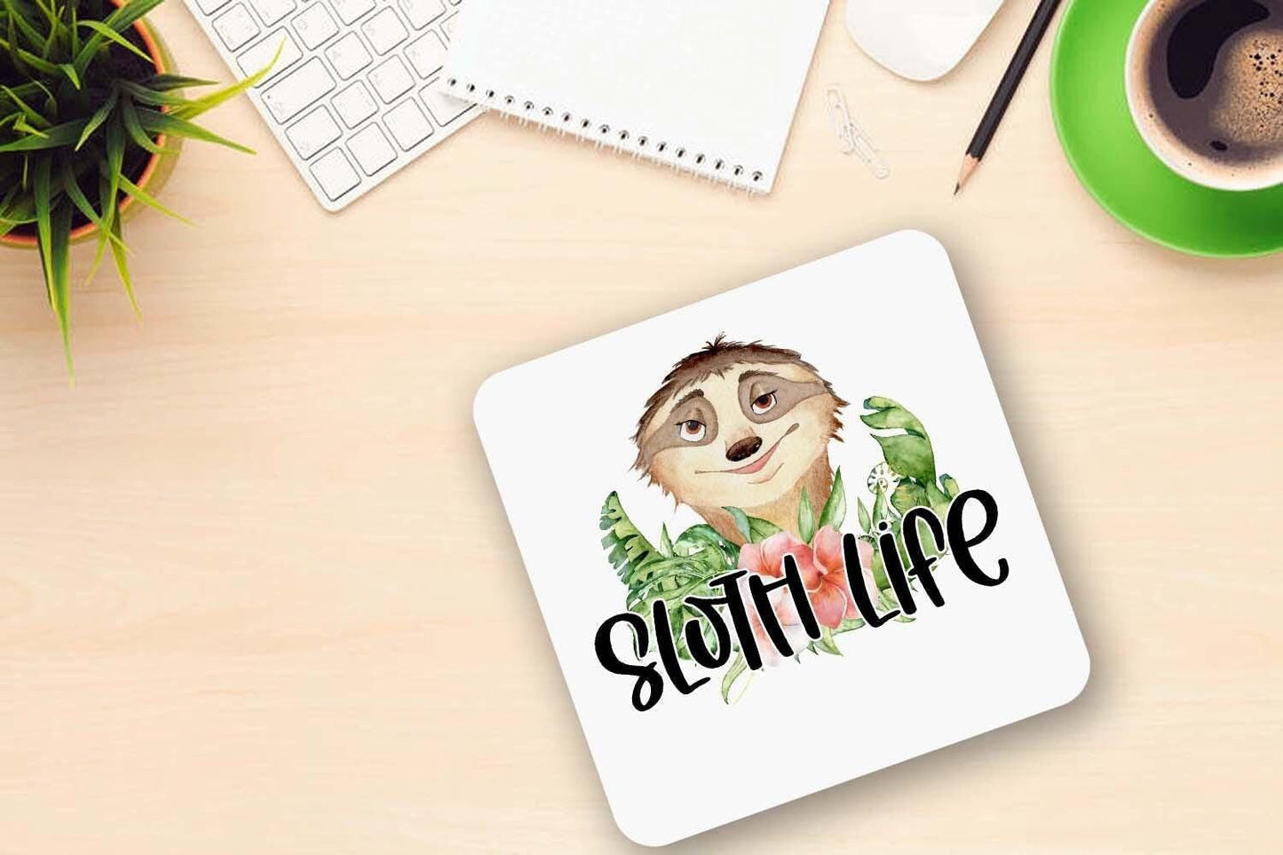 Sloth Life Mug & Coaster Set: Funny Tea Coffee Cup Gift