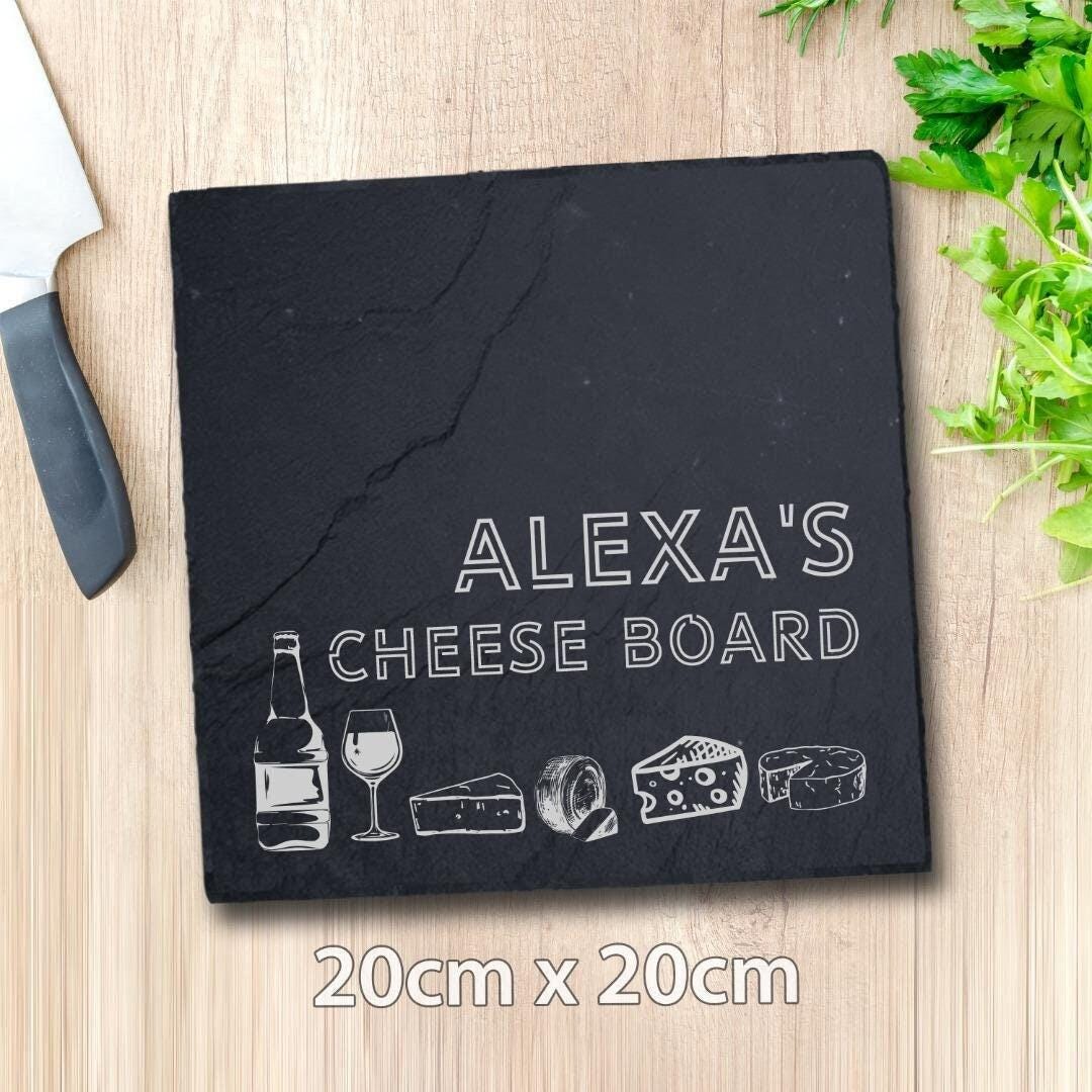 Personalised Engraved Cheese Slate Board Cutting Chopping Serving Placemats