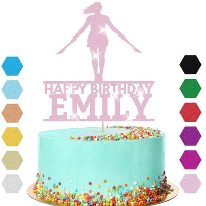 Warrior Double Swords Cake Topper Personalised Girls Birthday Cake Decoration Any Name & Age