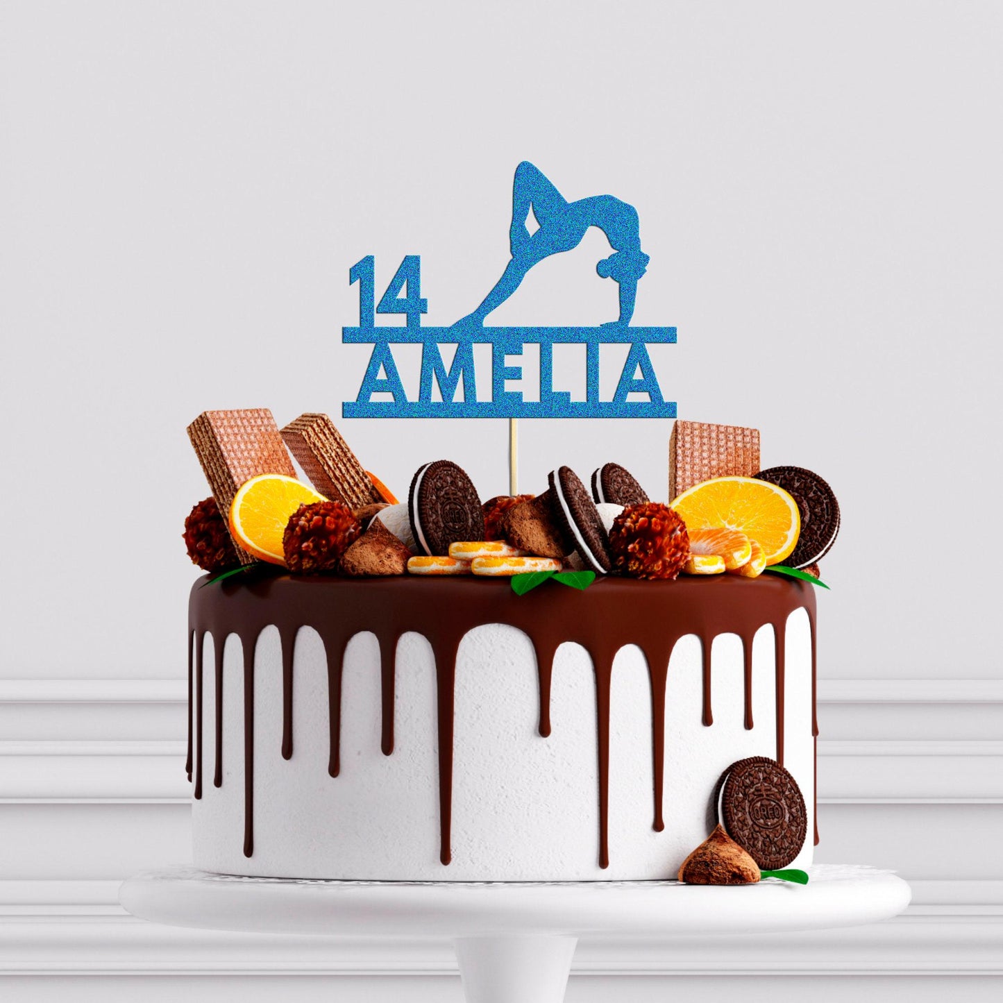 Personalised Gymnastics Cake Topper: Customise with Any Name and Age