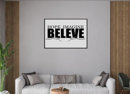 Hope Imagine Believe Motivational Positive Thought Quote Art Poster Print Wall
