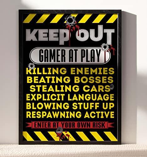 Keep Out Gamer At Play Funny Thoughts Quotes Poster Print Wall Art