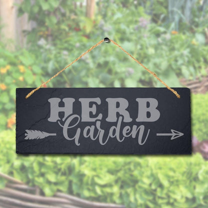 Herb Garden Hanging Slate Sign Laser Engraved Home Fence Plaque Gardening Gift