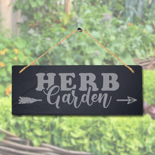 Herb Garden Hanging Slate Sign Laser Engraved Home Fence Plaque Gardening Gift