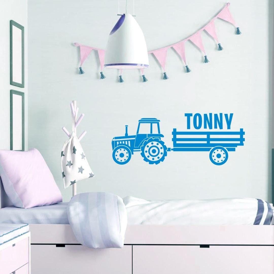 Personalised Tractor Name Wall Sticker, Boys Bedroom Farm Kids Vinyl Adhesive Decal  Custom Nursery