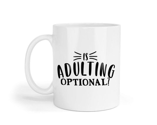 Funny Is Adulting Optional? - Ceramic Novelty Mug & Coaster Coffee Tea Cup Office Gift