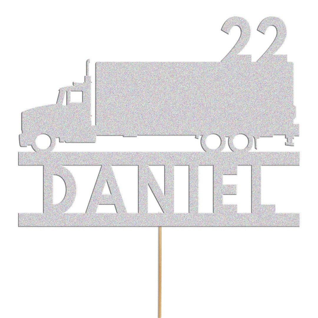 Personalised Glitter Truck Cake Topper: Lorry Driver Decoration