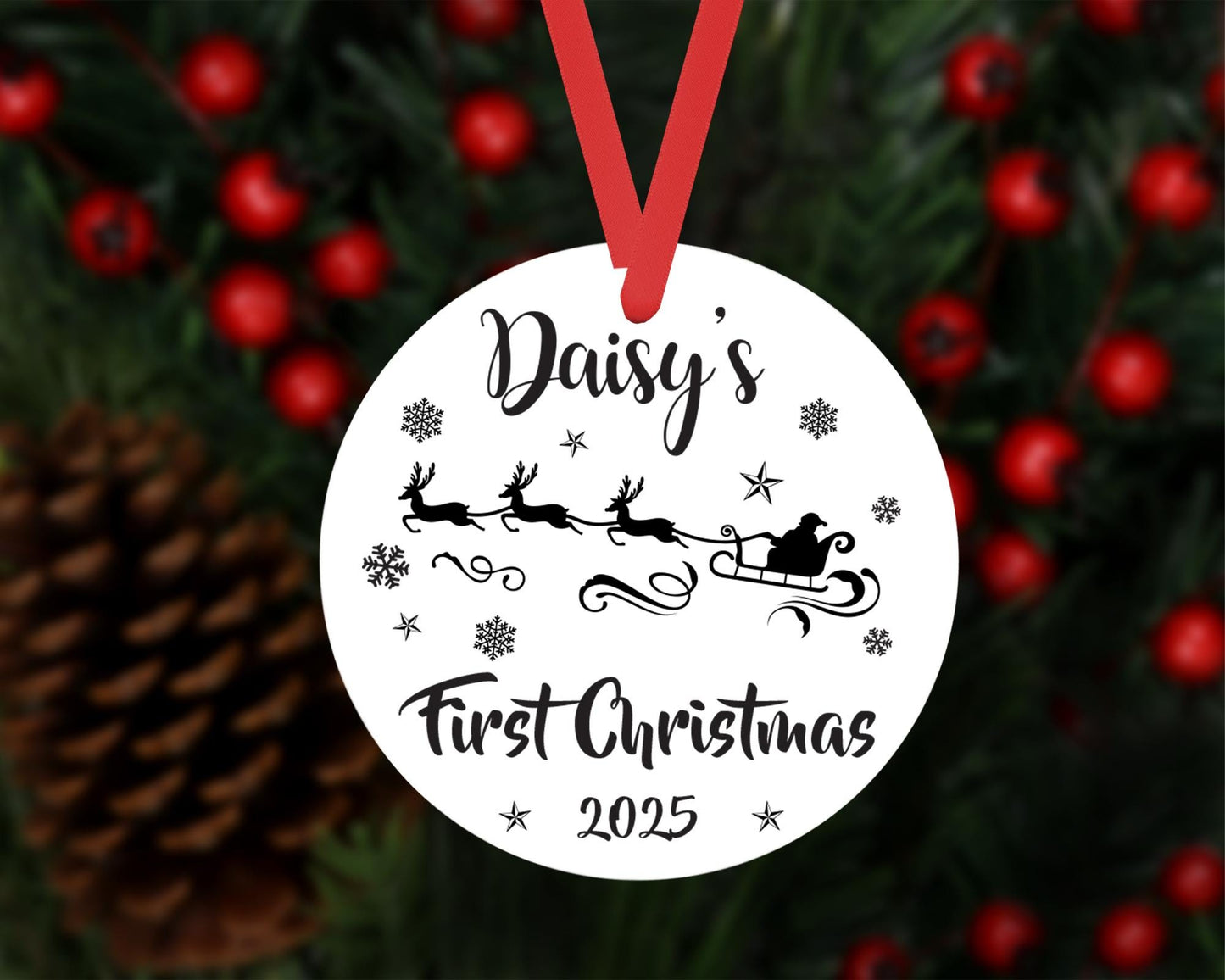 Personalised Babys First Christmas Bauble Santa 1st Xmas Ornament Keepsake Gift