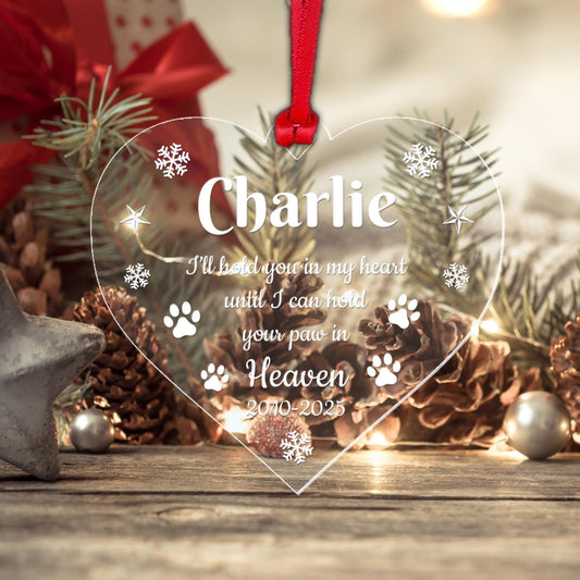 Personalised Pet Memory Christmas Bauble Dog Cat Memorial Paw Xmas Hanging Gift