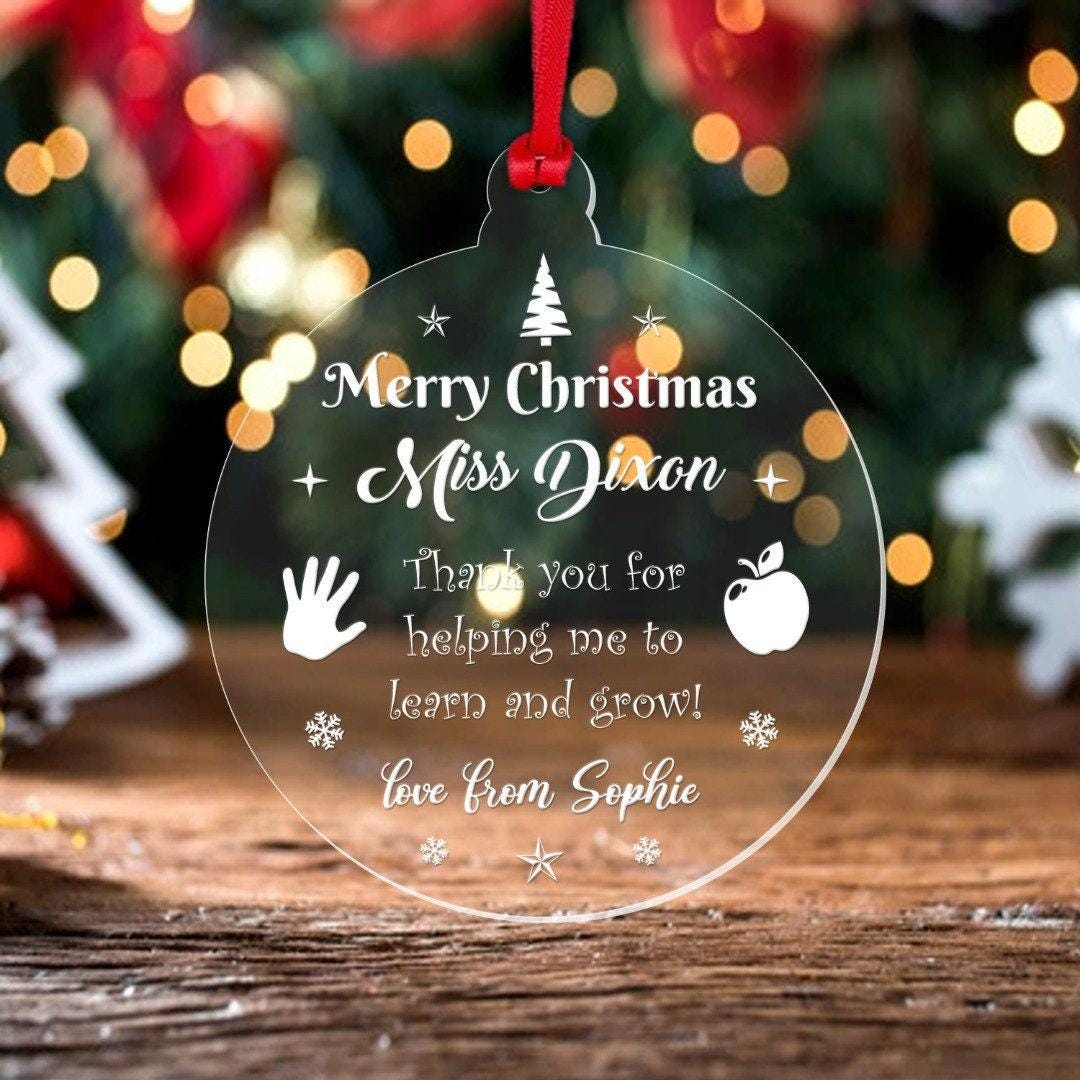 Personalised Christmas Bauble Teacher Nursery Childminder Thank You Xmas Gift