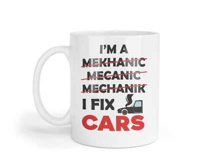 Mechanic Mug & Coaster Set: I Fix Cars, Novelty Gift