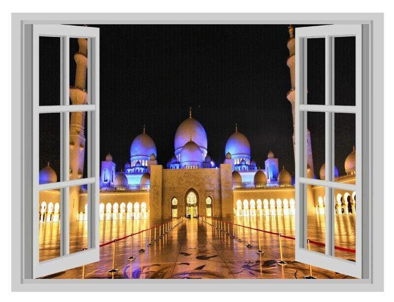 Huge Sheikh Zayed Mosque Window Wall Sticker Art Vinyl Decal Decor