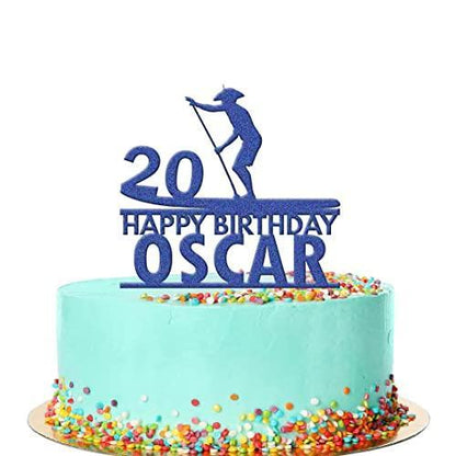 Personalised Acrylic Boy Paddle Boarding Birthday Cake Topper Decoration Gift