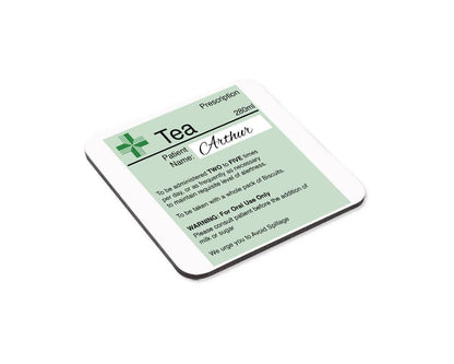 Personalised Prescription Mug & Coaster Set: Novelty Tea Coffee Gift
