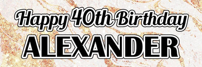 2 Personalised Birthday Celebration Banners Men Women Party Rose Gold Effect Decoration Posters